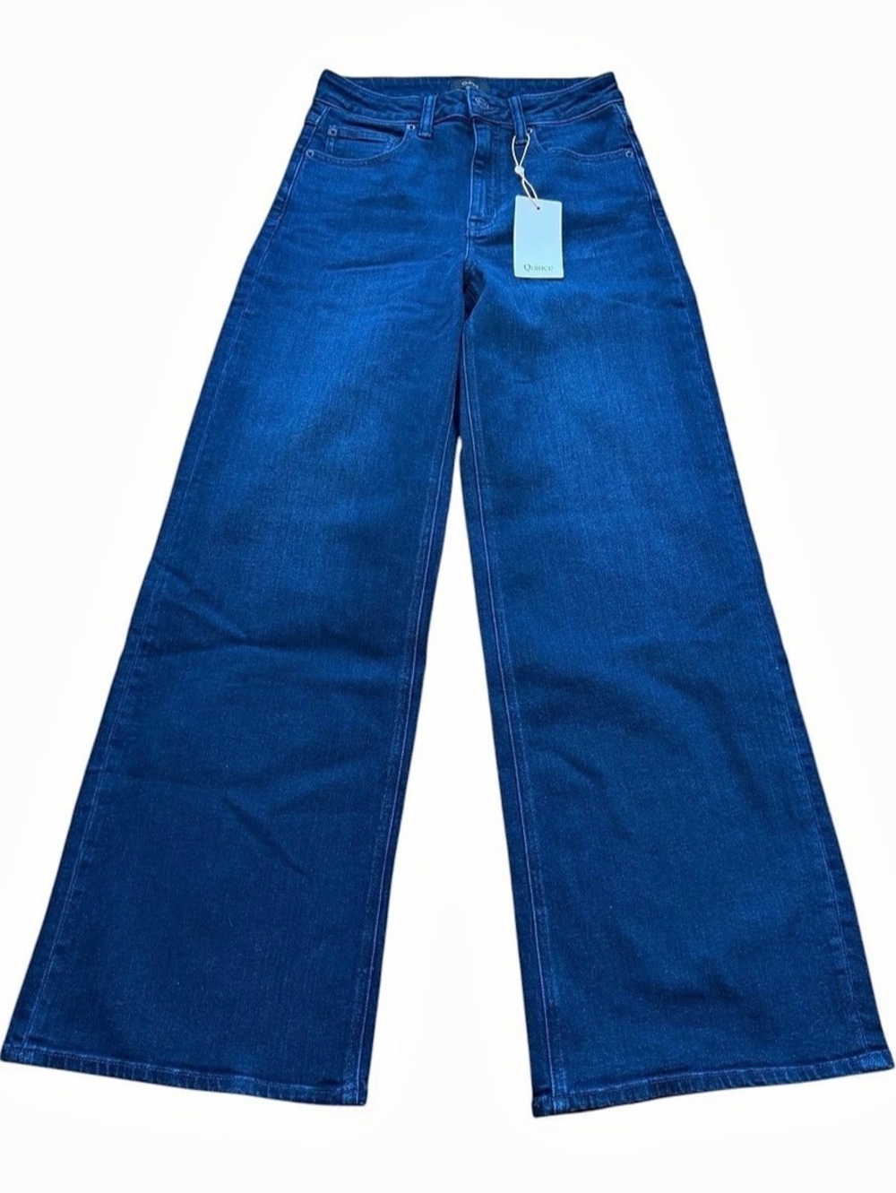 NWT Quince High-Waisted Wide Leg Denim Jeans Dark Wash Size 27